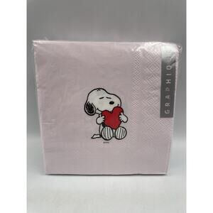 Peanuts Snoopy Valentines Day Pink Heart Love Party Napkins 40ct NEW Sealed